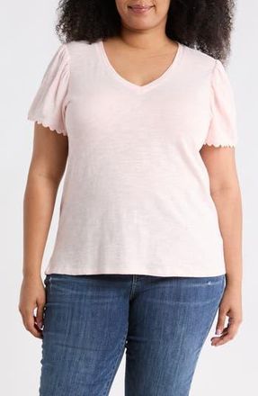 Caslon Scallop Trim T-Shirt in Pink Balm at Nordstrom Rack, Size 1X