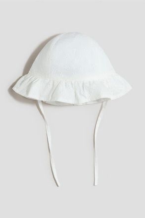 H&M Broderie Anglaise Cotton Sun Hat in White at Nordstrom, Size 9-12 M