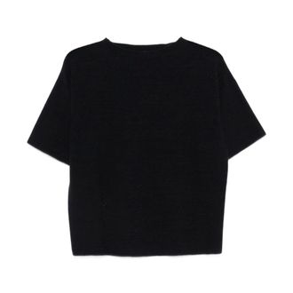 Fabiana Filippi Tops, Dames, Blauw, M, Short-Sleeve Round-Neck Knit Top