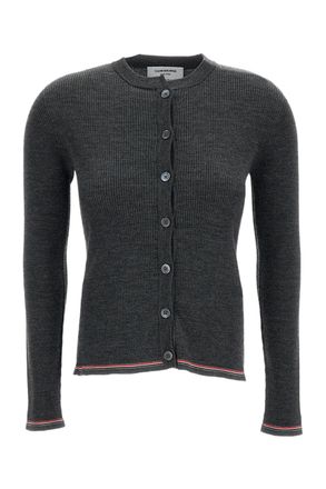 Thom Browne Grey Rib-Stitch Merino Wool Cardigan