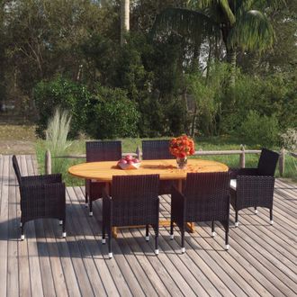 vidaXL Vidaxl - Set De Comedor De Jard&iacute;n De 7 Piezas Negro Rat&aacute;n Sint&eacute;tico