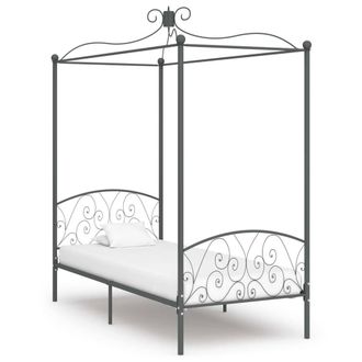 Berkfield Home Canopy Bed Frame Grey Metal 90x200 cm
