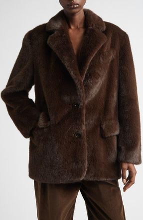 Stand Studio Emmie Faux Fur Jacket in Brown at Nordstrom, Size 2 Us