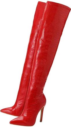 Generic Womens Over Knee Leather Boots Pointed Toe Zipper Office Party Casual Winter Boot