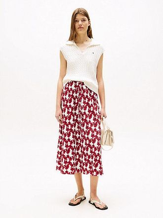 Tommy Hilfiger Textured Drawstring Straight Midi Skirt