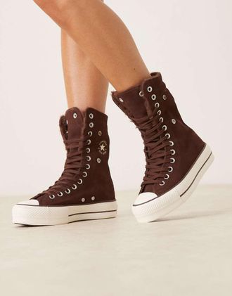 Converse Chuck Taylor All Star Fold Over Lift - Sneakers marroni con risvolto-Marrone