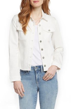 NYDJ Fray Hem Denim Jacket in Optic White at Nordstrom, Size Xx-Small