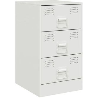 vidaXL Bedside Cabinet White 34.5x39x62 cm Steel Vidaxl