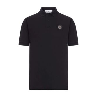 Stone Island Polo shirt van katoenpiqu&eacute; - Heren - Polos - Zwart - S - Katoen - Tops