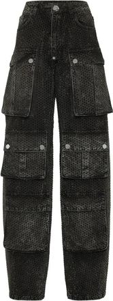 Philipp Plein Denim Cargo Broeken Srtass - Dames - Loose Fit Jeans - Zwart - W27 - Denim - Jeans