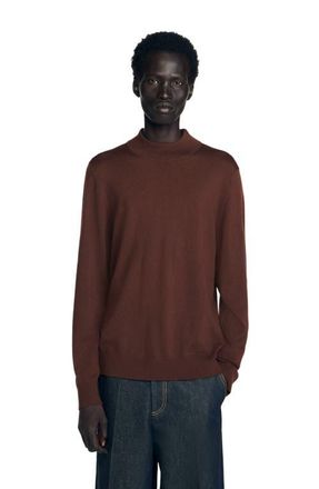 Sandro Wool sweater with a high collar in Cognac at Nordstrom, Size Xx-Large