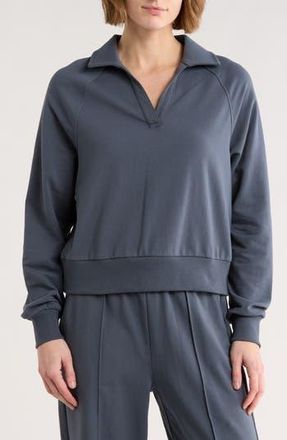 Zella Relay French Terry Polo Sweatshirt in Navy Armada at Nordstrom Rack, Size X-Large