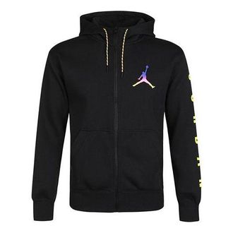 Air Jordan Solid Color Athletic Fleece Lined Zipper Hooded Jacket Mens Black CU9123-010