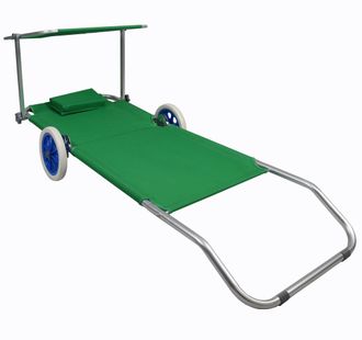 ebuy24 Vcm Tumbona Plegable Dimensiones Aprox. L. 165 X Al. 16 X An. 65 Cm Tumbona De Jard&iacute;n Con Ruedas Ligera Y Compacta Silla Reclinable Con Techo Solar (v