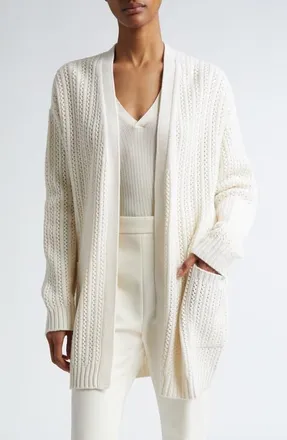 Max Mara Balzac Open Front Wool & Cashmere Cardigan in Vanilla at Nordstrom, Size Small