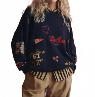 The Great. Oversize Crew Pullover In True Navy