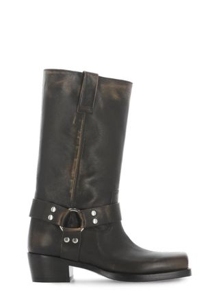 PARIS TEXAS Black Square Toe Metal Boots