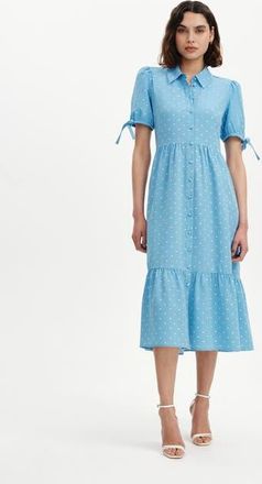 Finery Petite Estee Midi Shirt Dress in Blue Spot at Nordstrom, Size 10