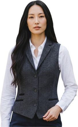 TruClothing Dames zwarte visgraat wollen tweed geruite getailleerde vest - WS-1