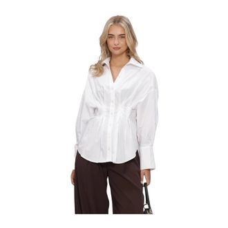 Refined Department Refined Department - Geweven Getailleerde Blouse Guusje - Dames - Blouses & Shirts - Wit - Maat: M Leer