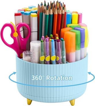 No Brand Caja Organizadora De Oficina Con Rotaci&oacute;n De 360 Grados Y Dise&ntilde;o De 5 Compartimentos, Ideal Para Guardar L&aacute;pices, Material De Arte Y Cosm&eacute;ticos. Color