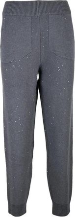 PANICALE Knitted Grey Trousers with Sequined Detailing