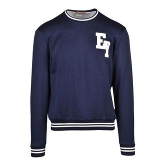 Eleventy Sweatshirts, male, Blue, Size: 2XL Crewneck Sweatshirt