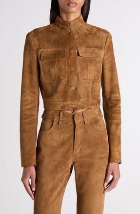 Tom Ford Crop Suede Officer Jacket in Caramel at Nordstrom, Size 6 Us