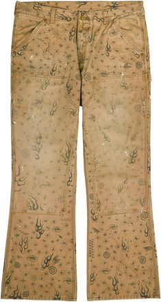 Saint Mxxxxxx Saint Mxxxxxx Dr. Woo Printed Straight-leg Canvas Trousers - Beige - XL