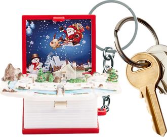 Generic Small Pop up Book - Portable Pop up Christmas Book Keychain - Christmas Scene Books, Christmas Tree Ornaments, Cute Keychains for Women Men Children
