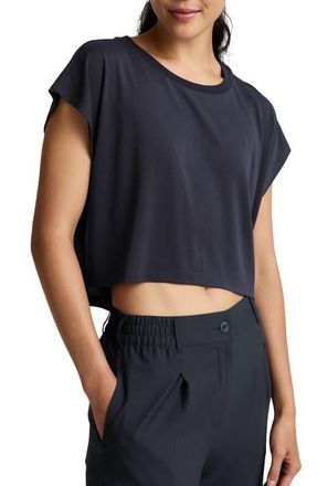 Beyond Yoga Studio Knit Crop T-Shirt in Nocturnal Navy at Nordstrom, Size X-Large