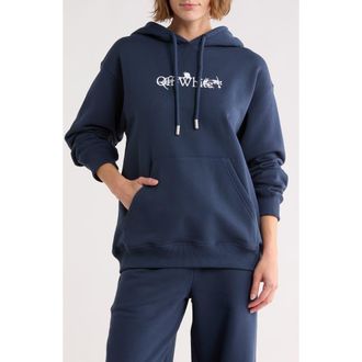 Off-white Oversize Cotton Hoodie in Mood Indigo at Nordstrom Rack, Size Medium