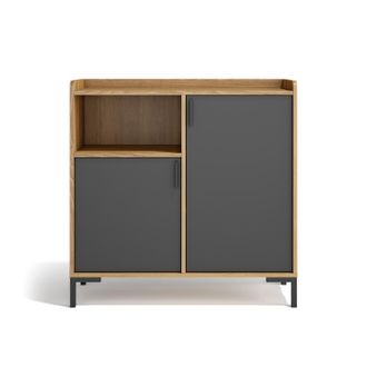 HERDASA Herdasa, Mueble Aparador En Melamina Con 2 Puertas, Dover, Roble Dorado-grafito