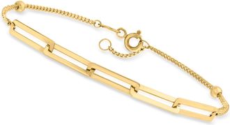 Canaria Canaria 10kt Yellow Gold Paper Clip Link Chain and Bead Station Bracelet