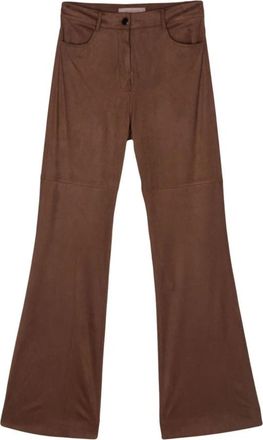 D.exterior Wijde Broek - Dames - Wijde Broeken - Bruin - L - Leer - Broeken