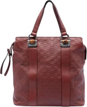 Gucci Pre-owned Bamboo Bar tote bag - Dames - Vintage Shopper - Rood - ONE Size - Leer - Vintage
