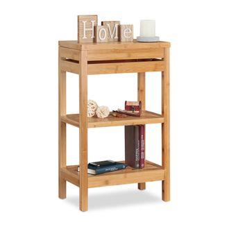 Relaxdays Relaxdays Estanter&iacute;a De Ba&ntilde;o, Librer&iacute;a Con Tres Estantes, Compartimento Con Tapa, Abierto, Mueble De Cocina, Marr&oacute;n, 76,5 X 46 X 29,5 Cm