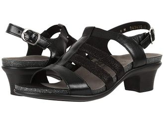 SAS Allegro Heeled Comfort Sandal Womens Shoes Black : 7.5 WW - Double Wide (D), Leather