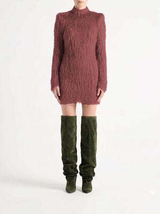 Balmain Mini abito a tubino con paillettes frange e collo a lupetto