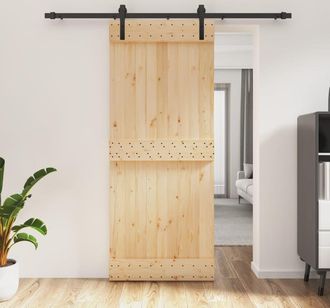 vidaXL Vidaxl - Puerta Corredera Con Herrajes Madera Maciza De Pino 85x210 Cm