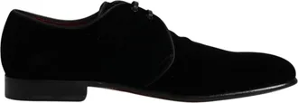 Dolce & Gabbana Black Velvet Leather Lace Up Derby Mens Shoes