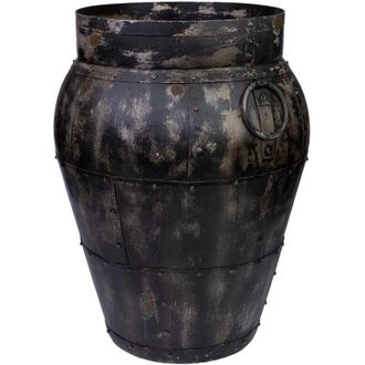 Wanderlust Deco Jarr&oacute;n De Metal Envejecido Negro 45x45x57