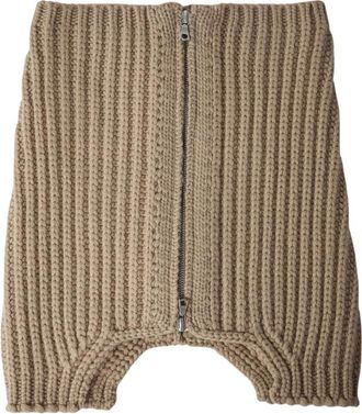 Dries Van Noten Wollen Gebreide Zip-Up Sjaal - Heren - Wintersjaals - Beige - ONE Size - Wol - Accessoires