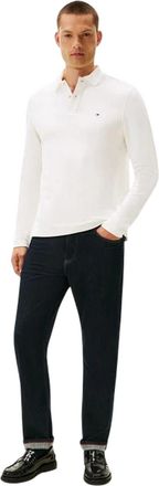 Tommy Hilfiger Herenpoloshirt met visgraatmotief, normale pasvorm (Ecru)