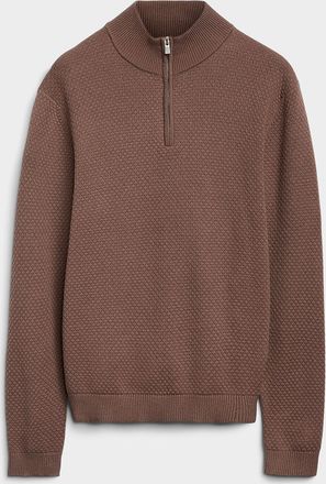 Le 31 Mens Zip-neck embossed knit sweater