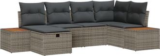 vidaXL Vidaxl - Garden Sofa Set 6 pcs Grey 55 x 62 x 69 cm Poly rattan