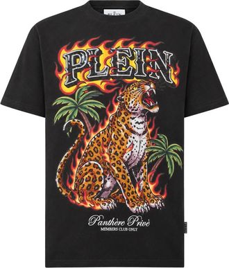 Philipp Plein T-Shirt a maniche corte con scollo rotondo Urban Jungle Leopard - - Tops - Uomo - Nero - M
