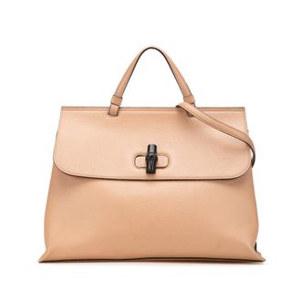 Gucci Pre-owned Gucci Large Leather Bamboo Daily Satchel Ladies 370830 002123