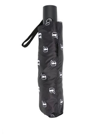 Karl Lagerfeld logo-print umbrella - unisex - Steel/Polyester - One Size - Black