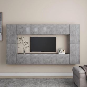 vidaXL Set De Muebles De Sal&oacute;n 8 Pzas Madera Ingenier&iacute;a Gris Hormig&oacute;n Vidaxl